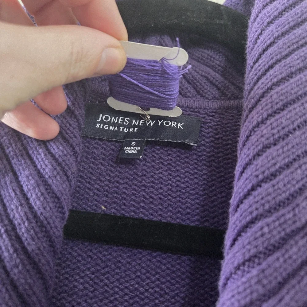 Mindfully Mended S Purple Ribbed Cardigan Sweater Toggle Y2K Style Jones NY